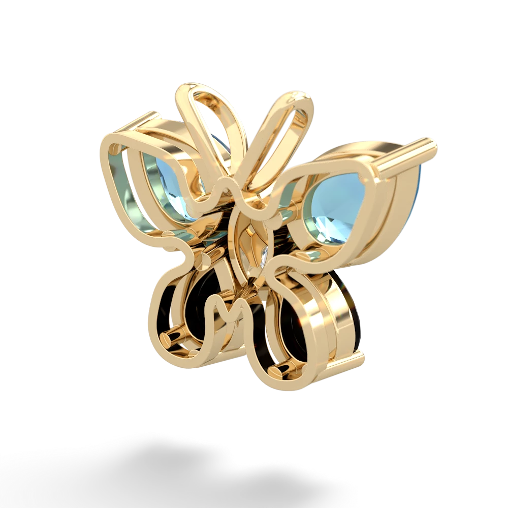 Blue Topaz Butterfly 14K Yellow Gold pendant P2215