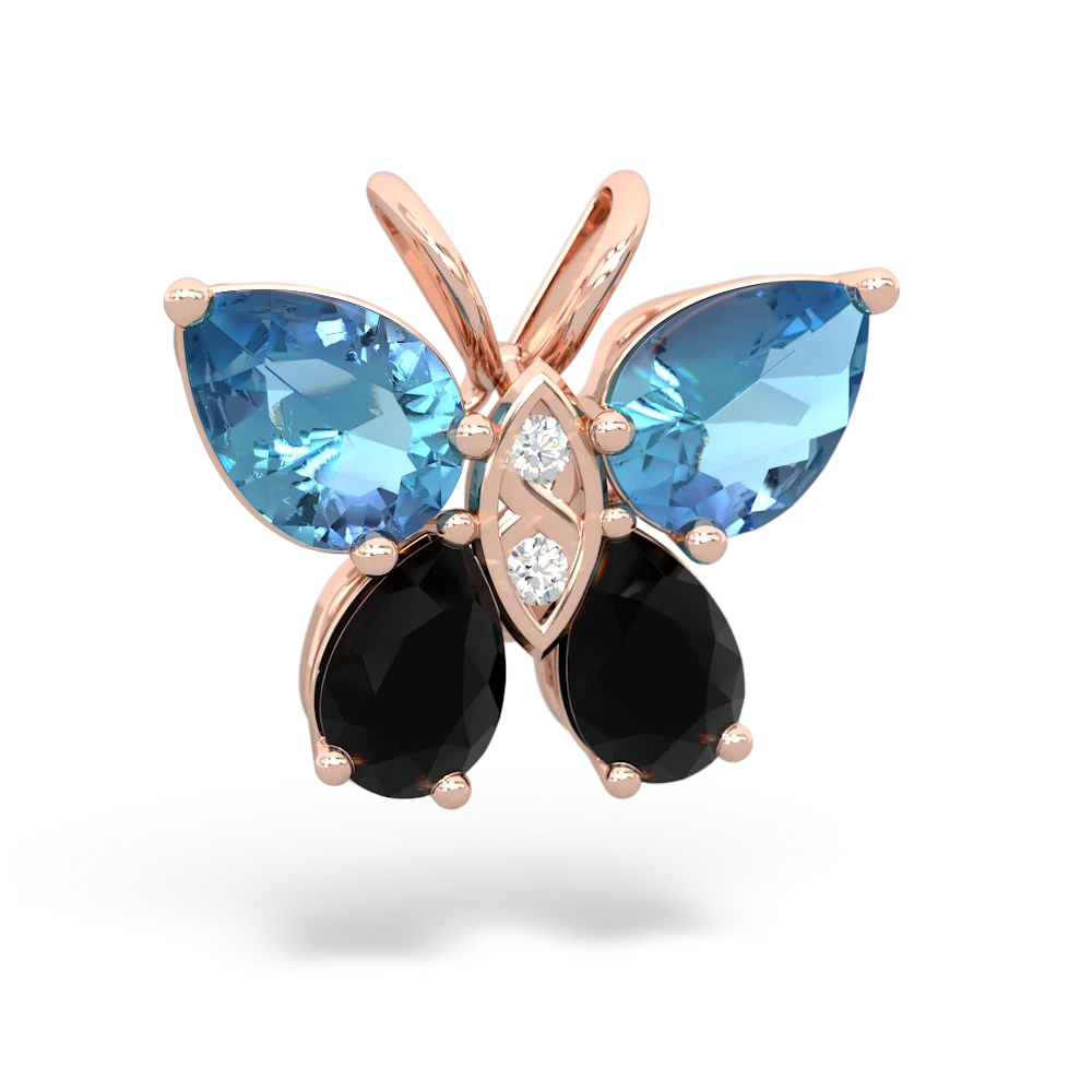 Blue Topaz Butterfly 14K Rose Gold pendant P2215