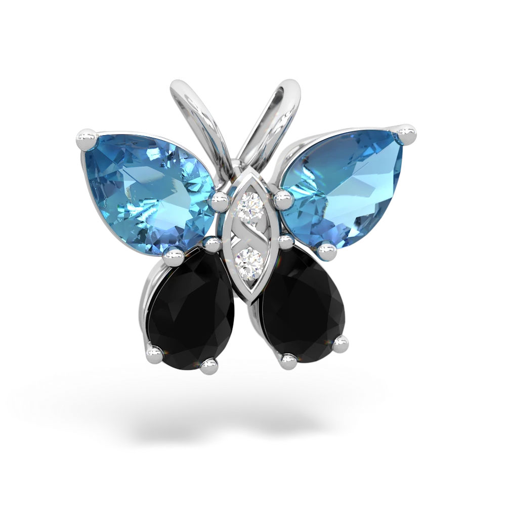 Blue Topaz Butterfly 14K White Gold pendant P2215