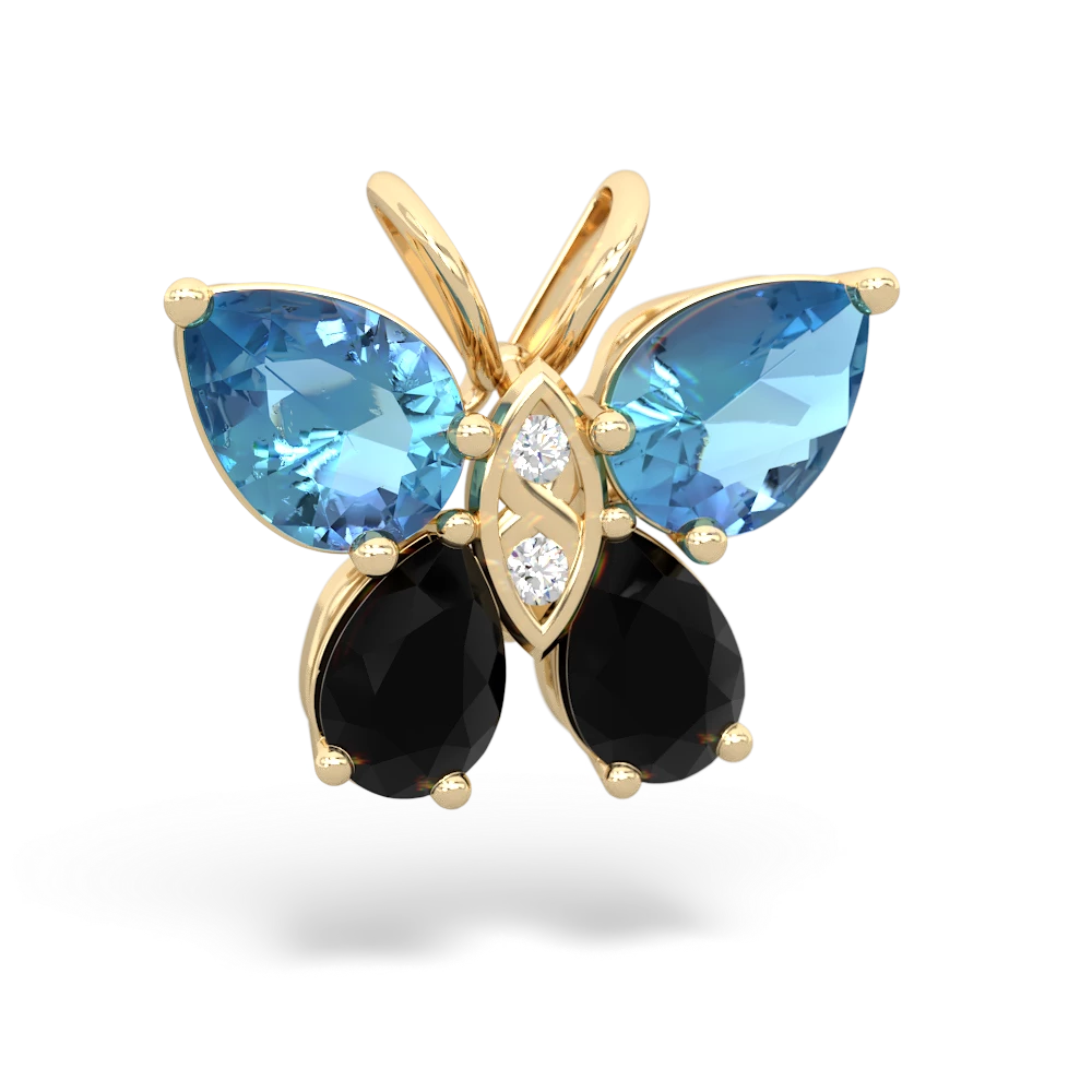 Blue Topaz Butterfly 14K Yellow Gold pendant P2215