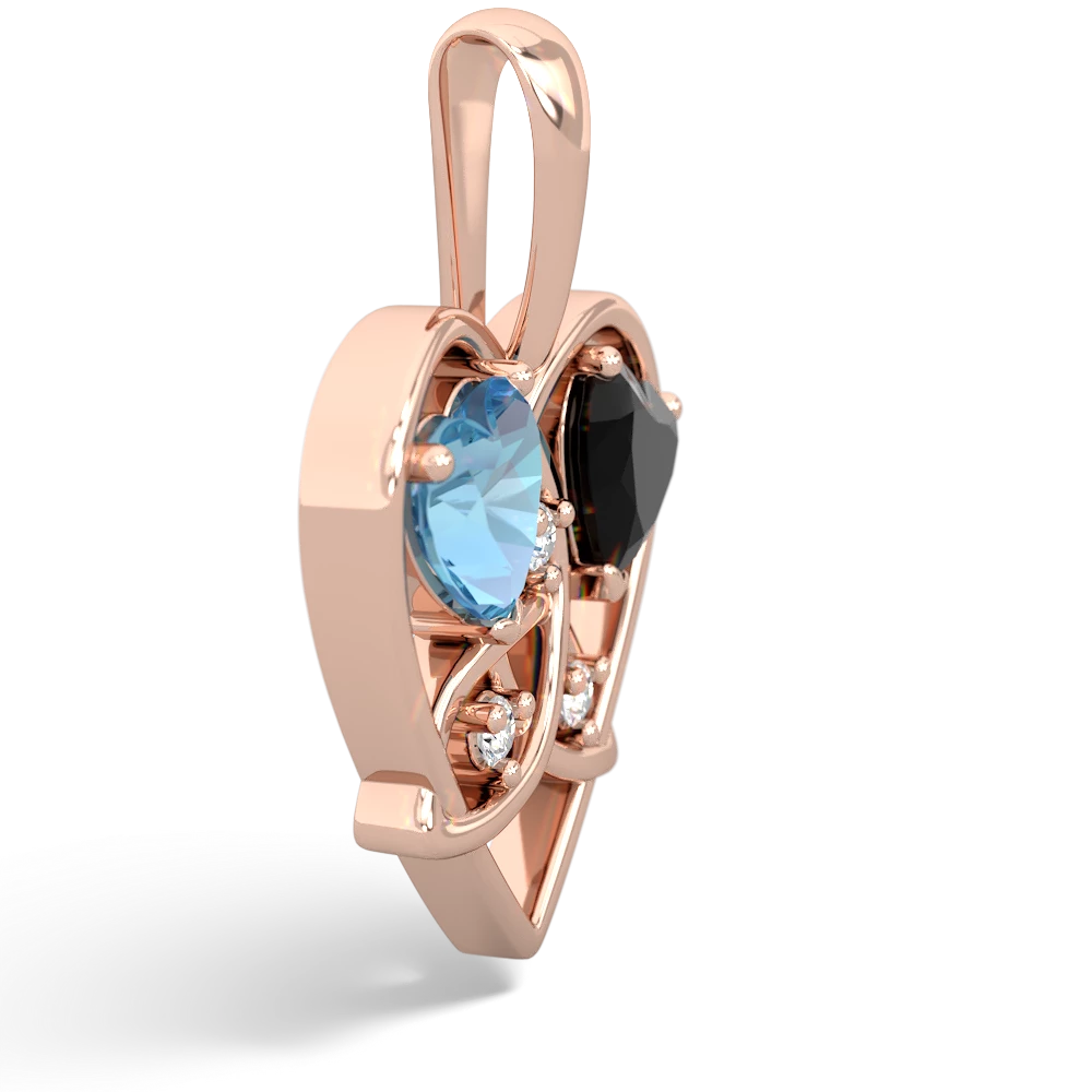 Blue Topaz Celtic Trinity Heart 14K Rose Gold pendant P5331