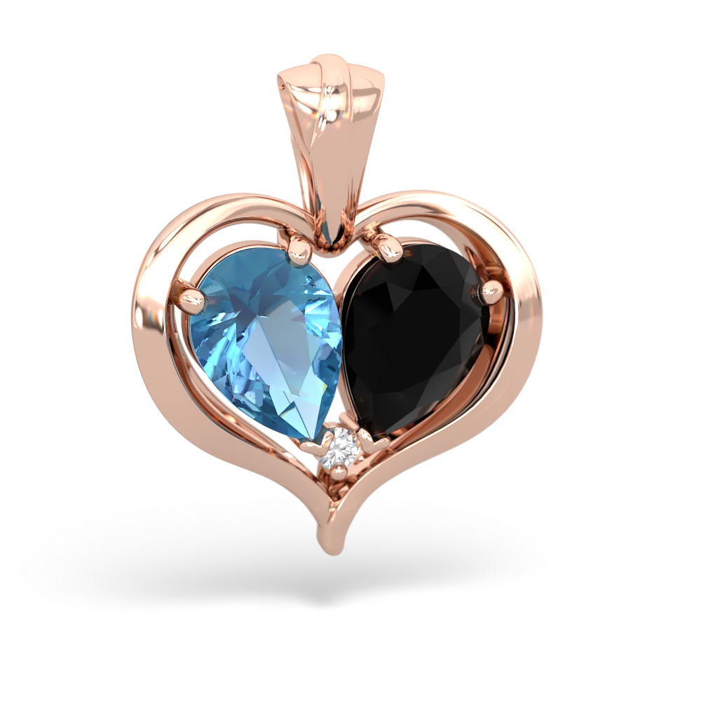 Blue Topaz Two Become One 14K Rose Gold pendant P5330