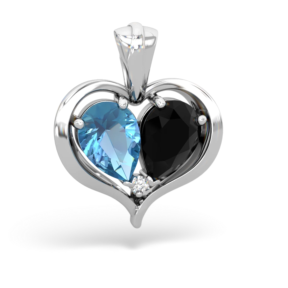 Blue Topaz Two Become One 14K White Gold pendant P5330