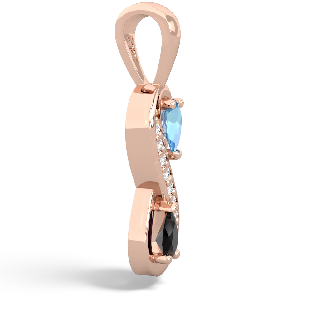 Blue Topaz Diamond Infinity 14K Rose Gold pendant P5390