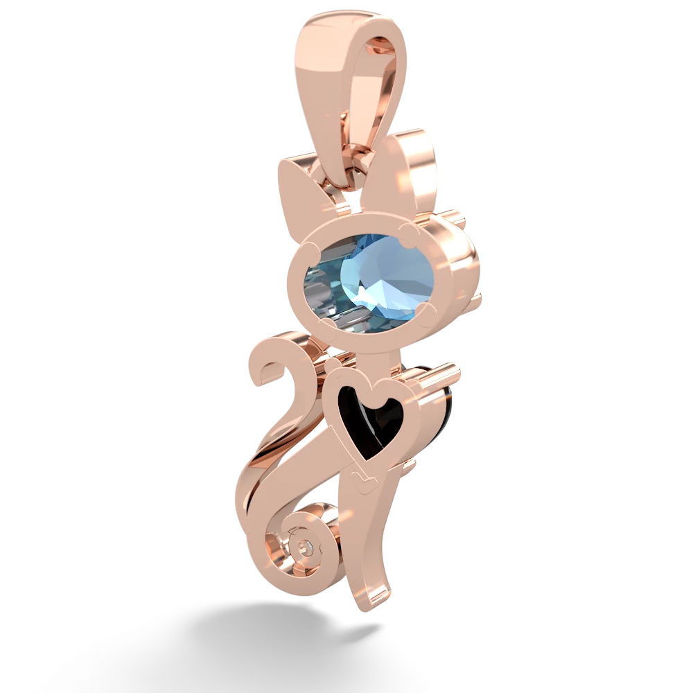 Blue Topaz Kitten 14K Rose Gold pendant P5780