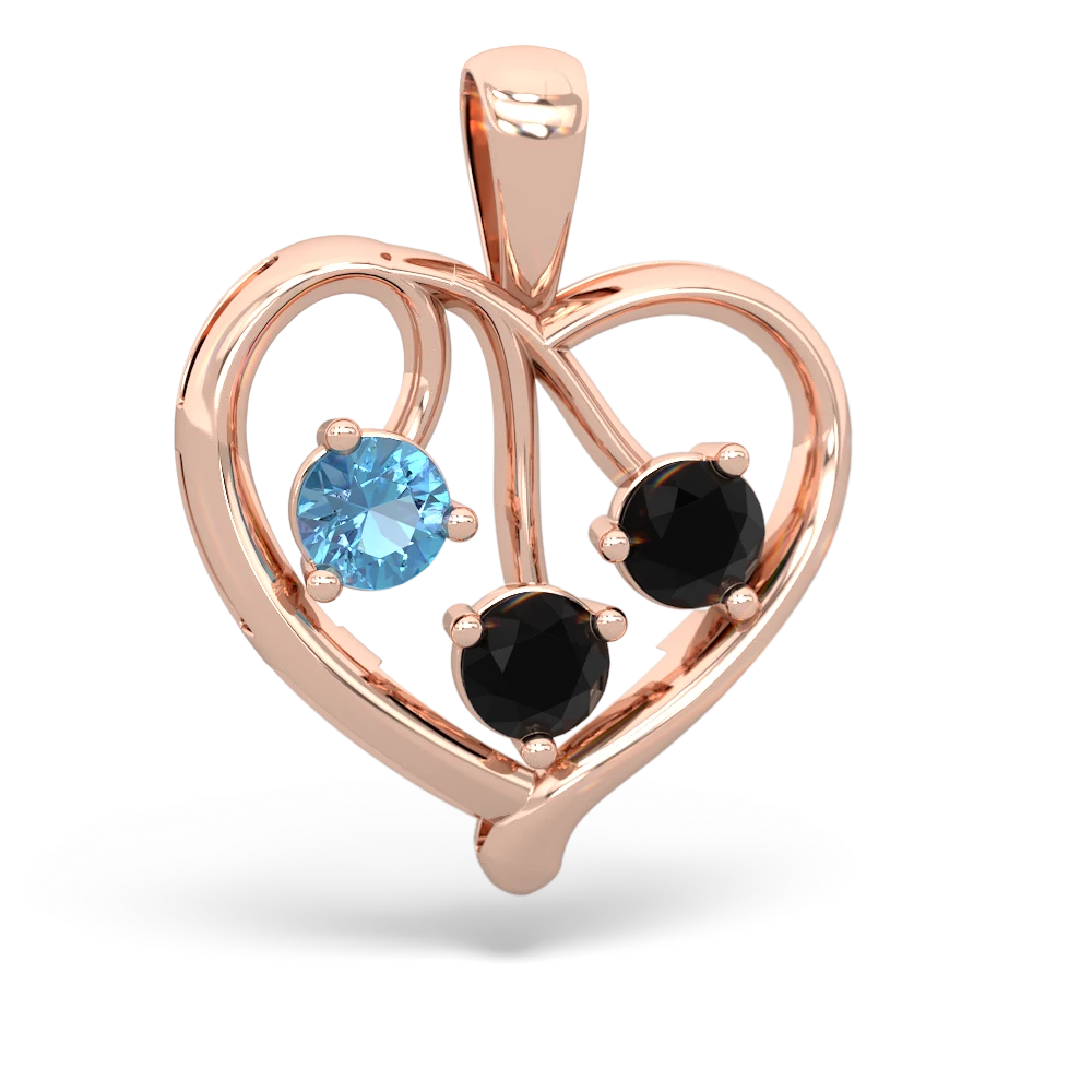 Blue Topaz Glowing Heart 14K Rose Gold pendant P2233