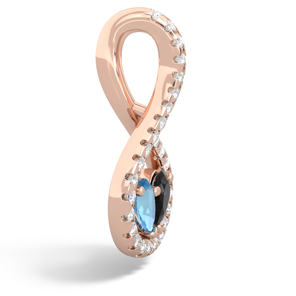 Blue Topaz Pave Twist 'One Heart' 14K Rose Gold pendant P5360