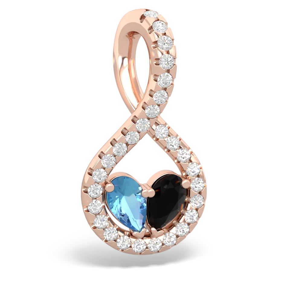 Blue Topaz Pave Twist 'One Heart' 14K Rose Gold pendant P5360