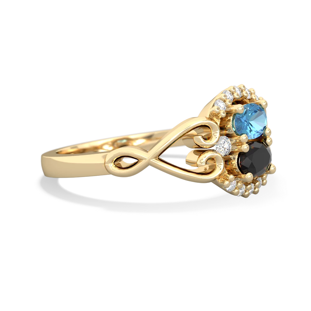 Blue Topaz Love Nest 14K Yellow Gold ring R5860