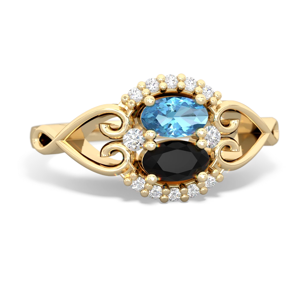 Blue Topaz Love Nest 14K Yellow Gold ring R5860