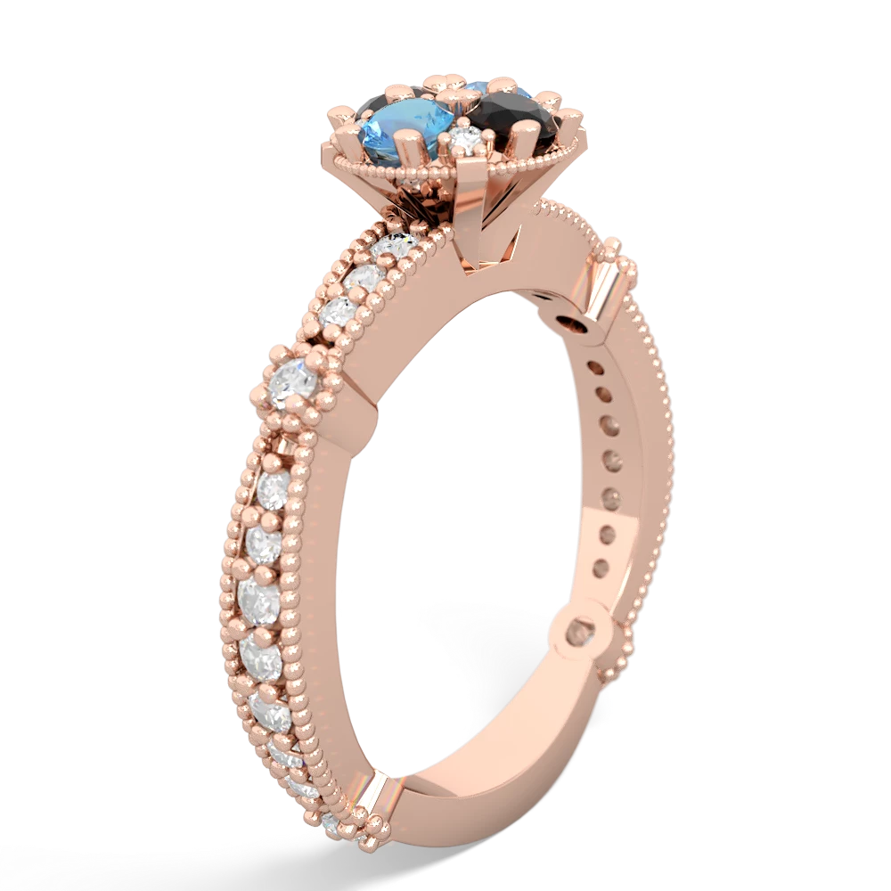 Blue Topaz Sparkling Tiara Cluster 14K Rose Gold ring R26293RD