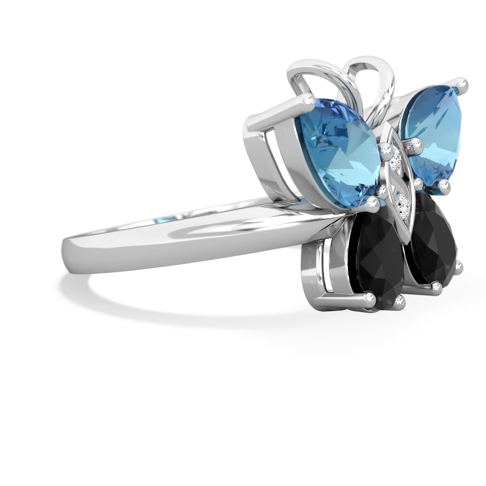 Blue Topaz Butterfly 14K White Gold ring R2215