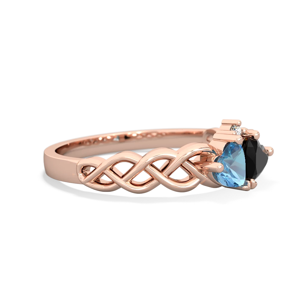 Blue Topaz Heart To Heart Braid 14K Rose Gold ring R5870