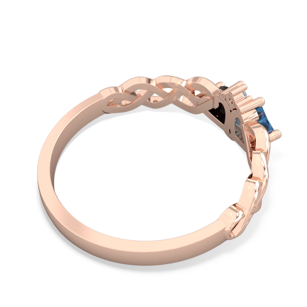 Blue Topaz Heart To Heart Braid 14K Rose Gold ring R5870