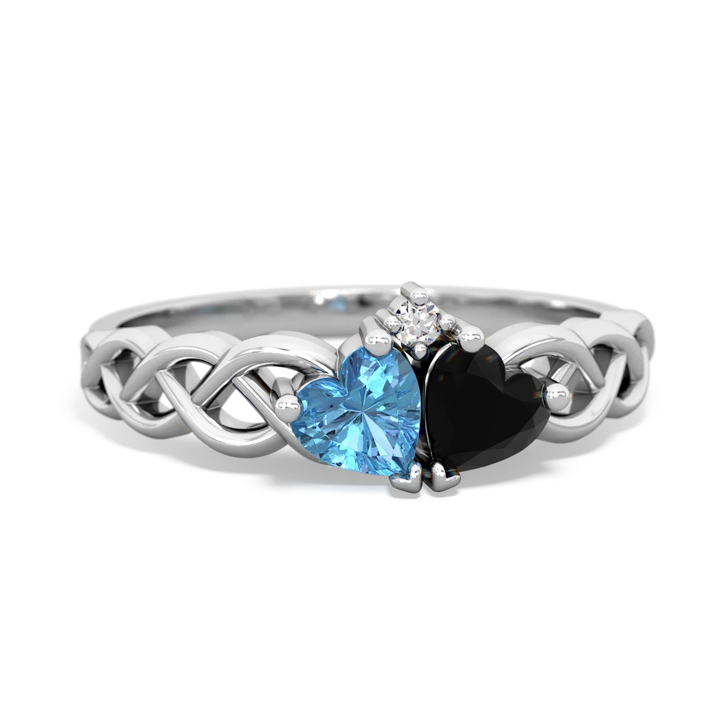 Blue Topaz Heart To Heart Braid 14K White Gold ring R5870