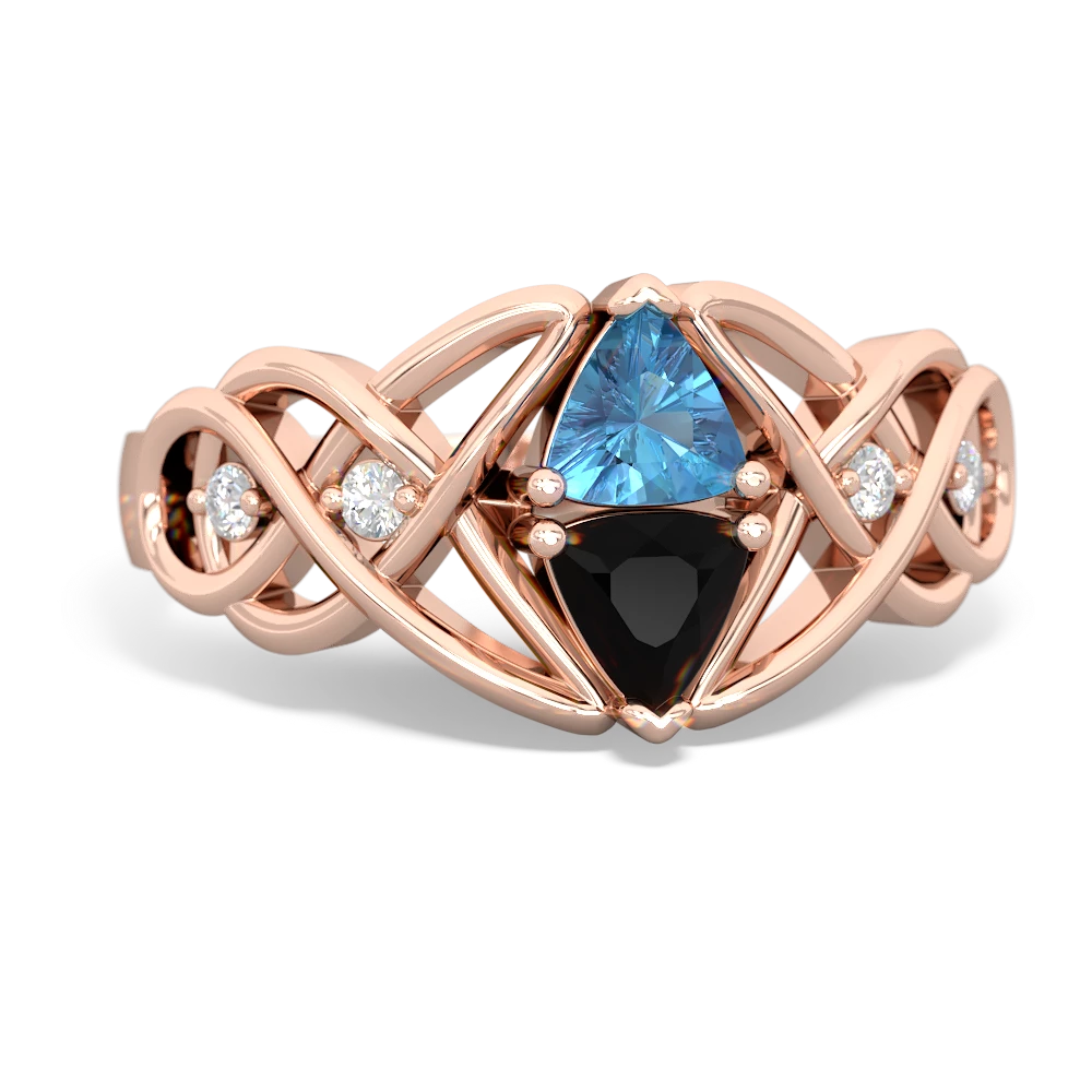 Blue Topaz Keepsake Celtic Knot 14K Rose Gold ring R5300