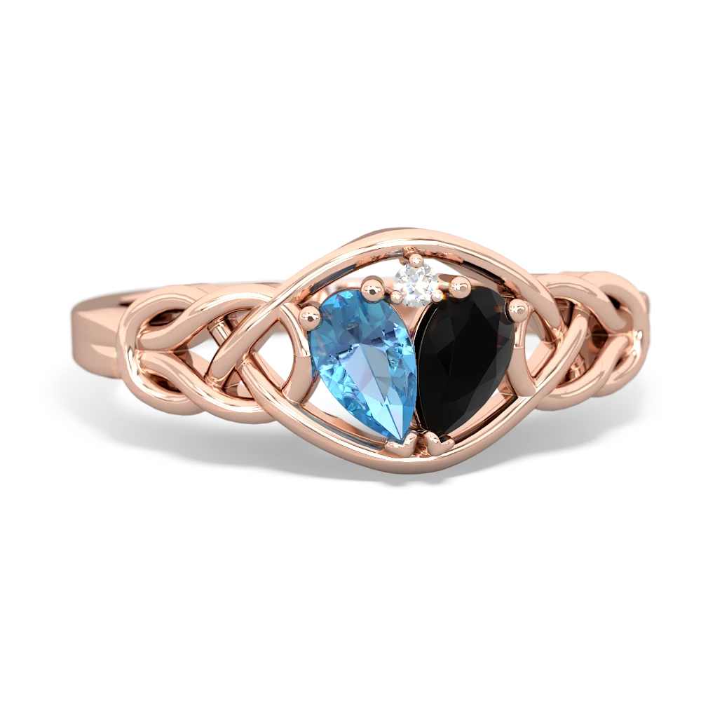 Blue Topaz Celtic Love Knot 14K Rose Gold ring R5420