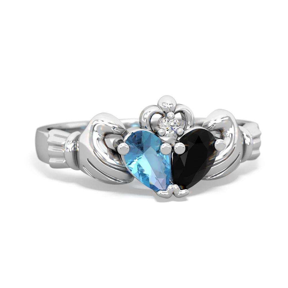 Blue Topaz 'Our Heart' Claddagh 14K White Gold ring R2388