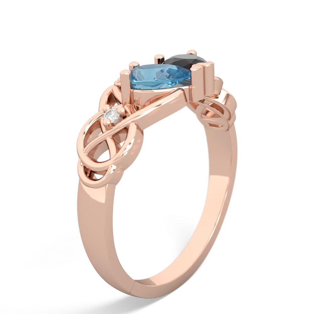 Blue Topaz 'One Heart' Celtic Knot Claddagh 14K Rose Gold ring R5322