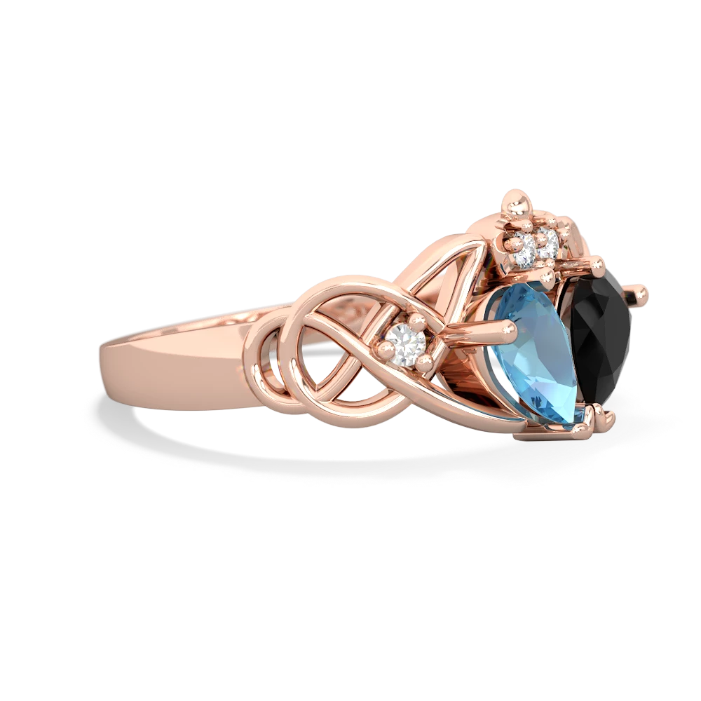 Blue Topaz 'One Heart' Celtic Knot Claddagh 14K Rose Gold ring R5322