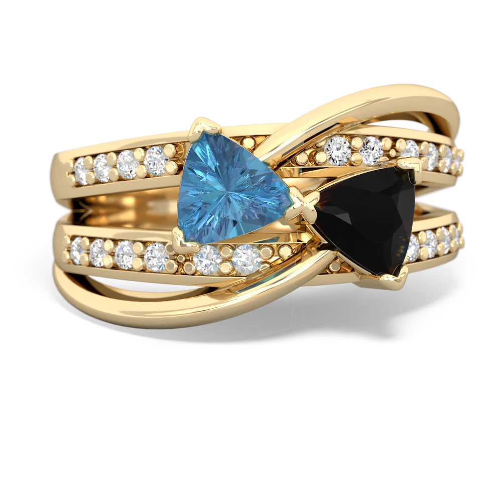 Blue Topaz Bowtie 14K Yellow Gold ring R2360