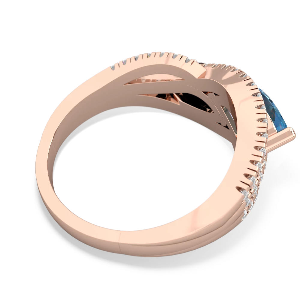 Blue Topaz Diamond Rivers 14K Rose Gold ring R3070