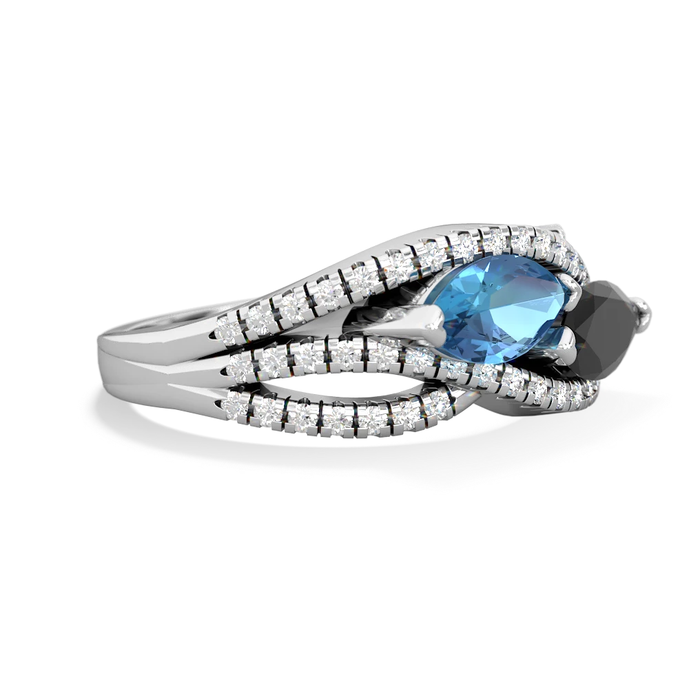 Blue Topaz Diamond Rivers 14K White Gold ring R3070