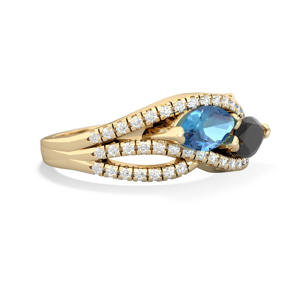 Blue Topaz Diamond Rivers 14K Yellow Gold ring R3070