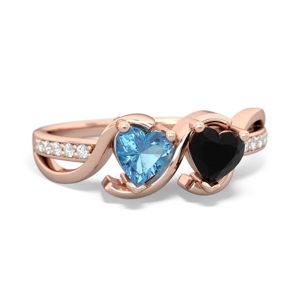 Blue Topaz Side By Side 14K Rose Gold ring R3090