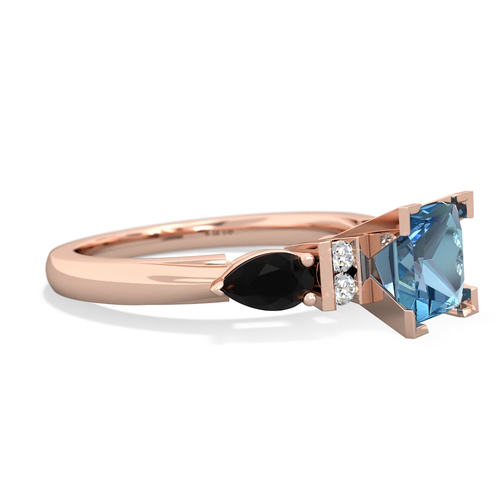 Blue Topaz 6Mm Princess Eternal Embrace Engagement 14K Rose Gold ring C2002