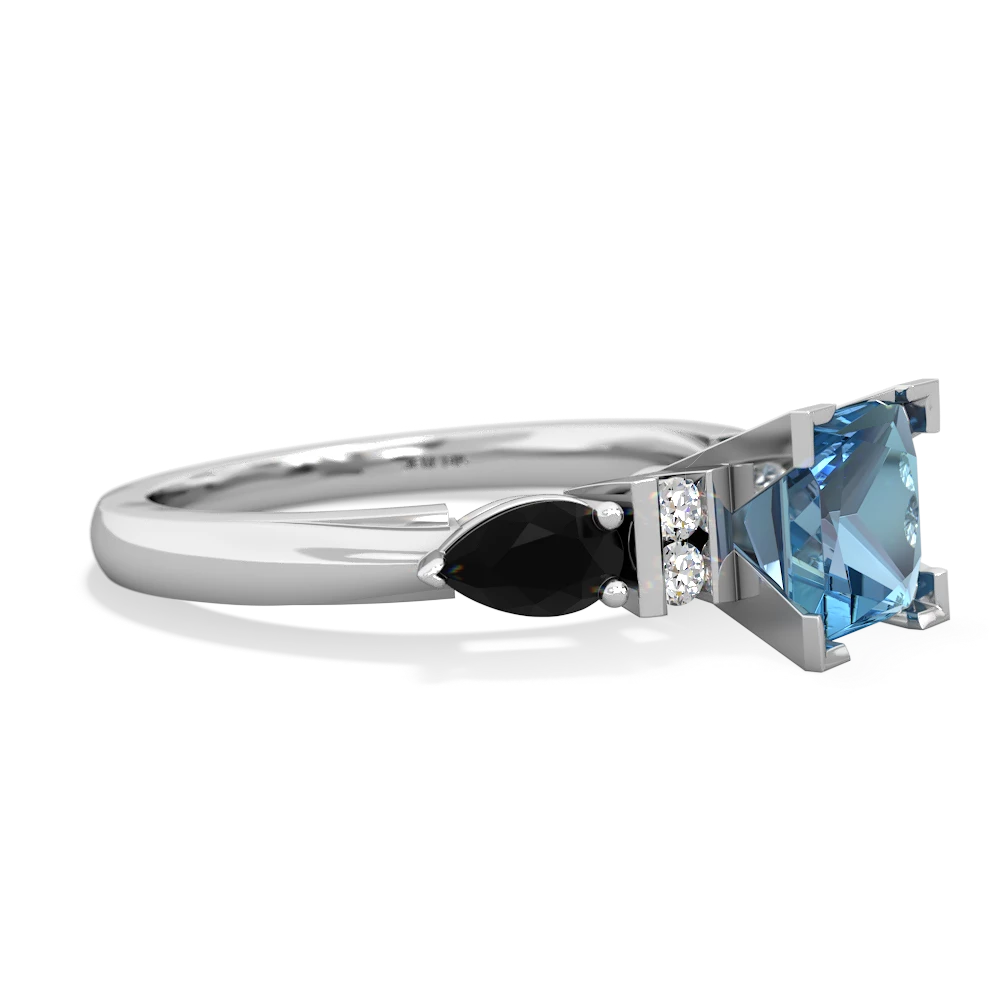 Blue Topaz 6Mm Princess Eternal Embrace Engagement 14K White Gold ring C2002