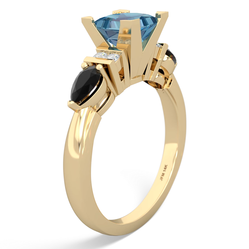 Blue Topaz 6Mm Princess Eternal Embrace Engagement 14K Yellow Gold ring C2002