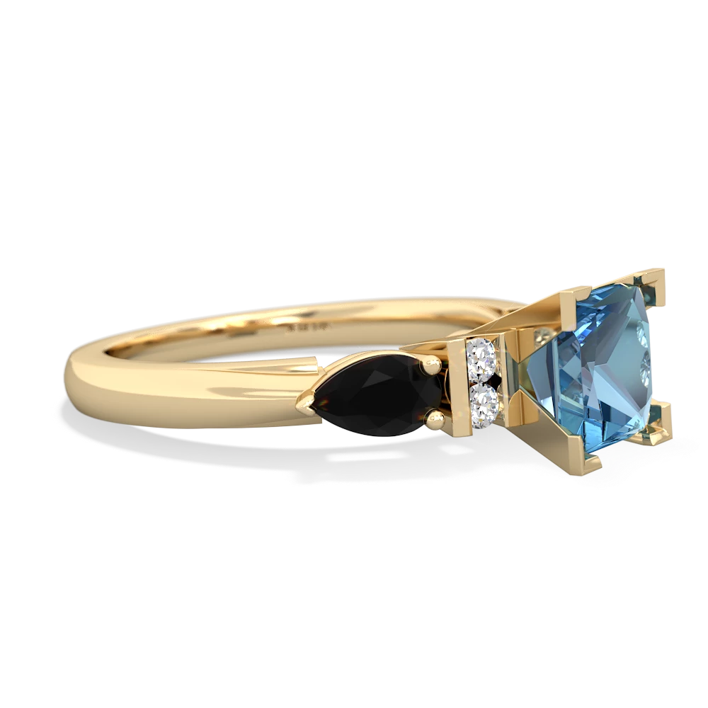 Blue Topaz 6Mm Princess Eternal Embrace Engagement 14K Yellow Gold ring C2002
