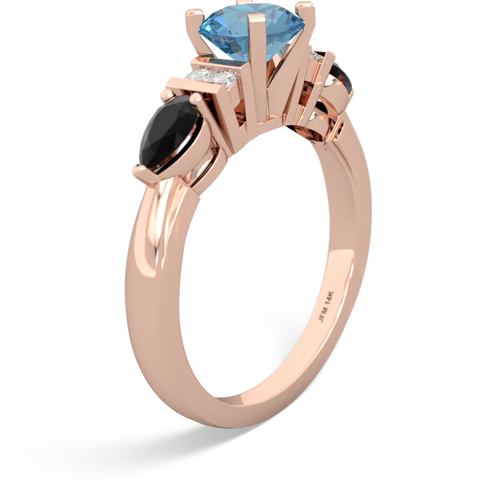 Blue Topaz 6Mm Round Eternal Embrace Engagement 14K Rose Gold ring R2005