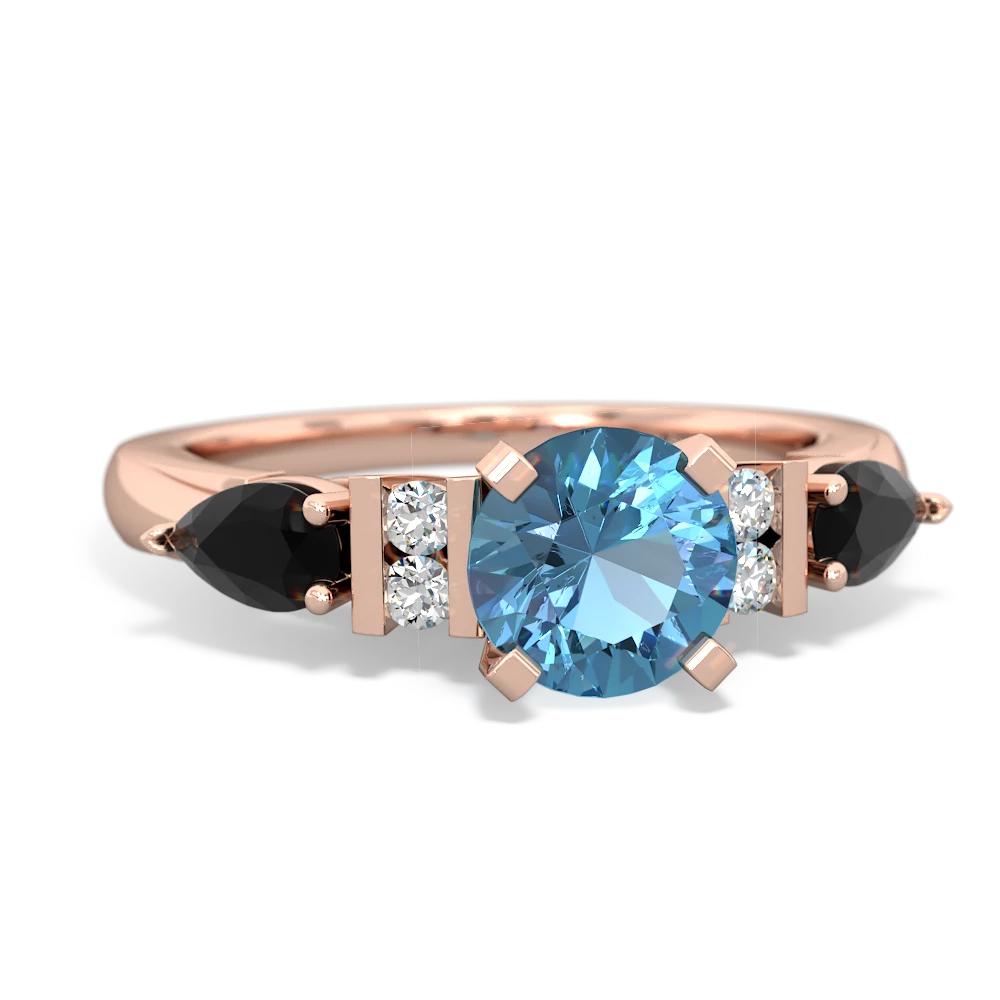 Blue Topaz 6Mm Round Eternal Embrace Engagement 14K Rose Gold ring R2005