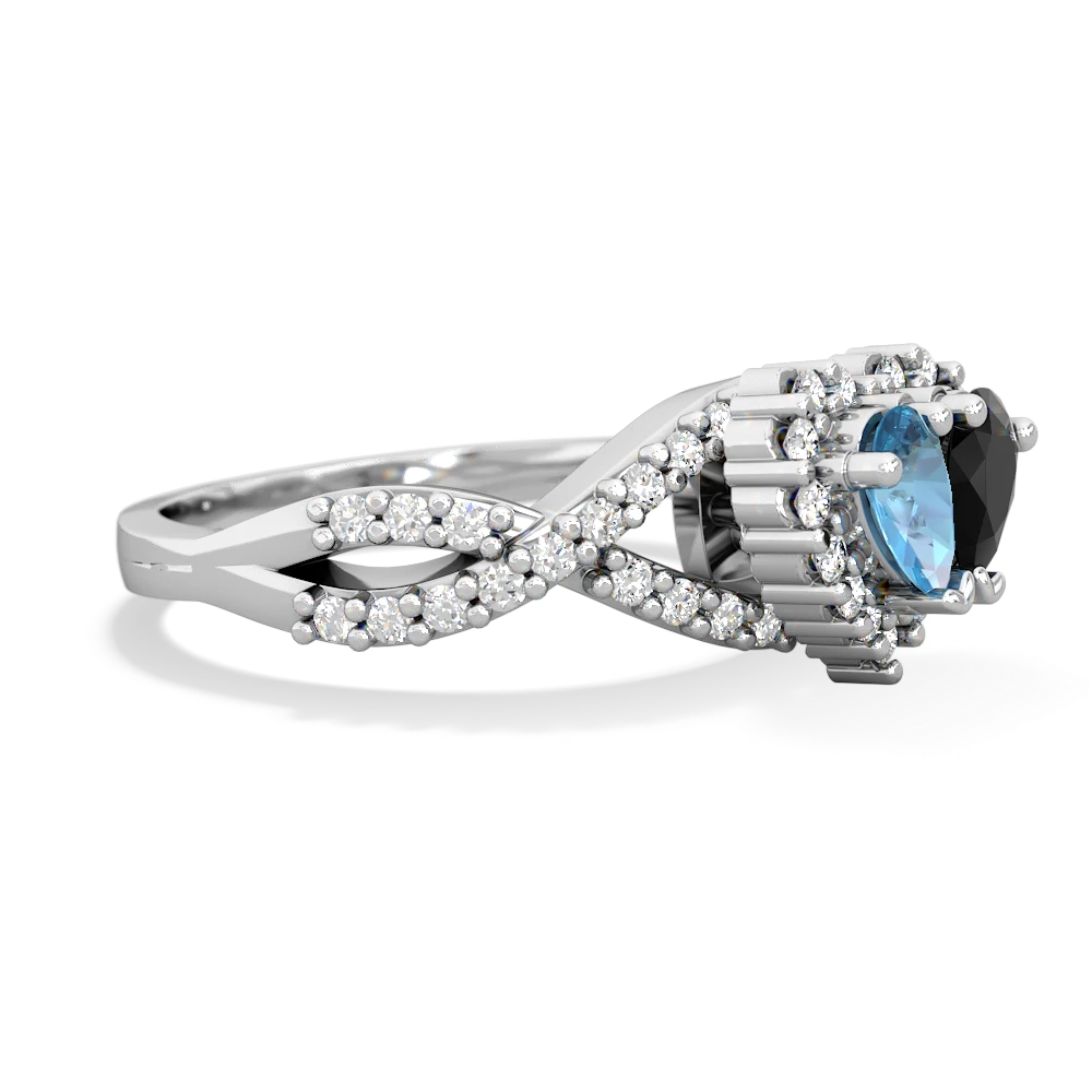 Blue Topaz Diamond Twist 'One Heart' 14K White Gold ring R2640HRT