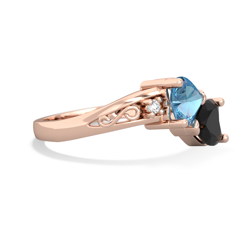 Blue Topaz Snuggling Hearts 14K Rose Gold ring R2178