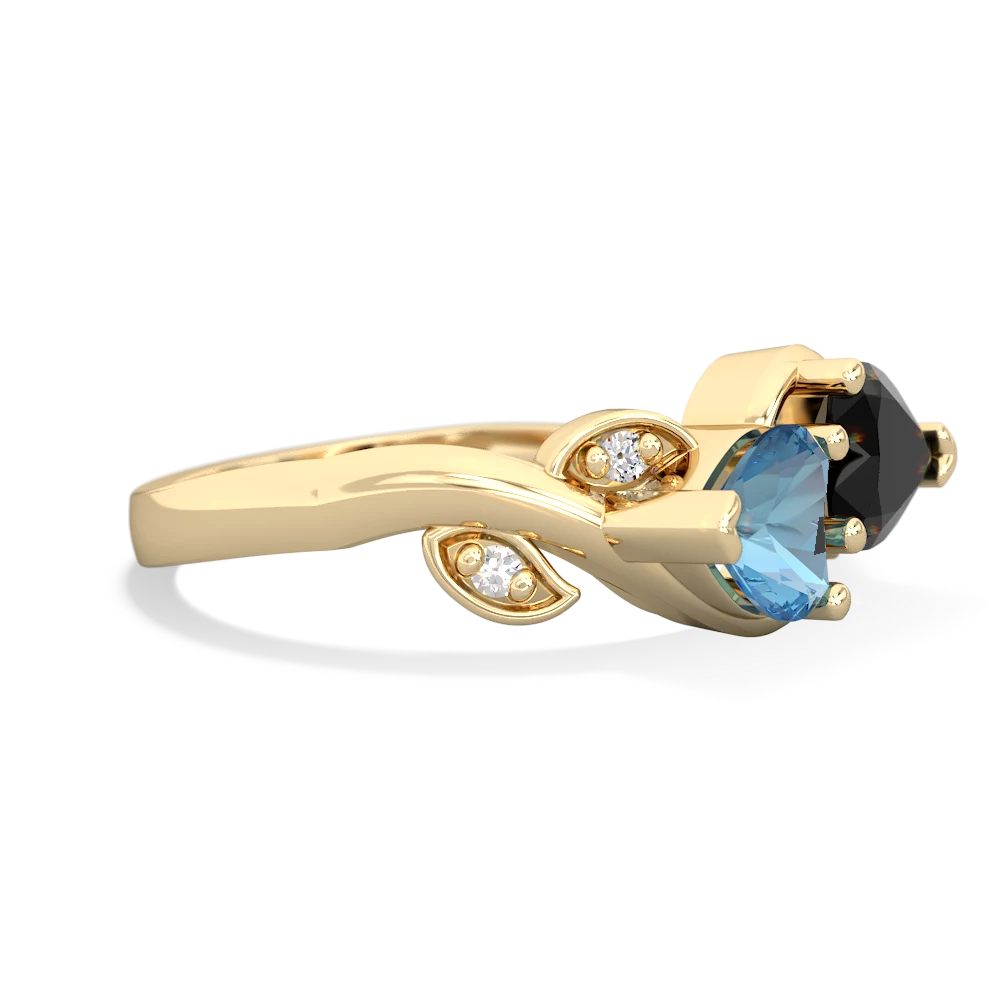 Blue Topaz Floral Elegance 14K Yellow Gold ring R5790