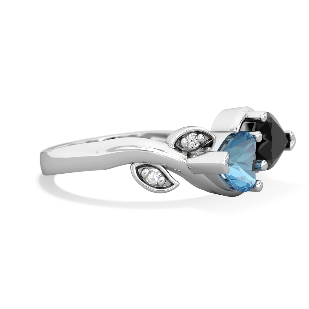 Blue Topaz Floral Elegance 14K White Gold ring R5790