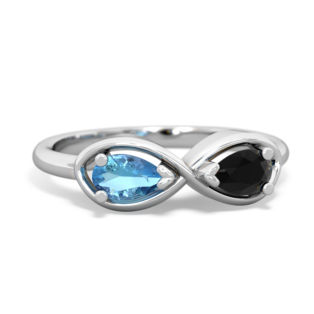 Blue Topaz Infinity 14K White Gold ring R5050