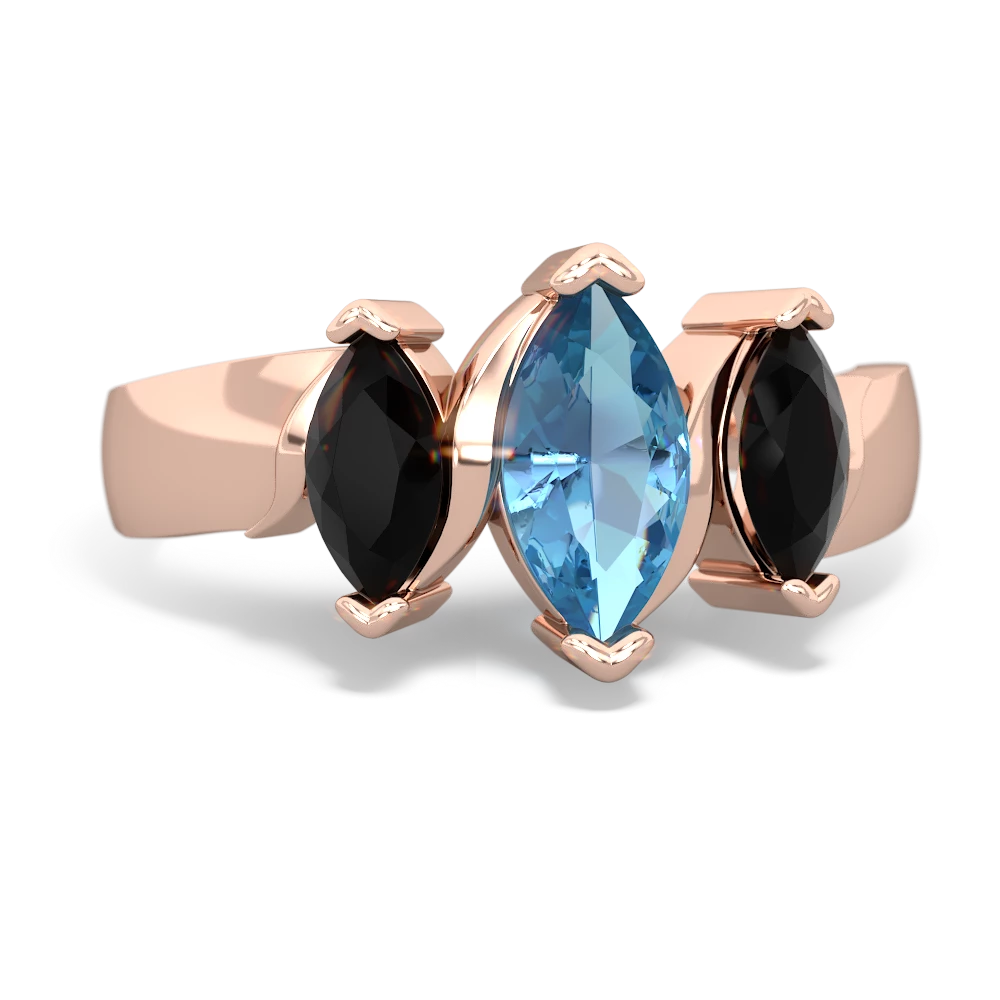 Blue Topaz Three Peeks 14K Rose Gold ring R2433