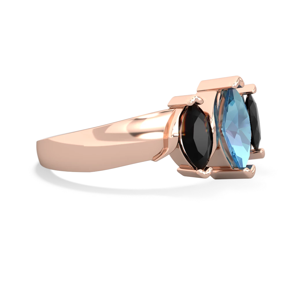 Blue Topaz Three Peeks 14K Rose Gold ring R2433