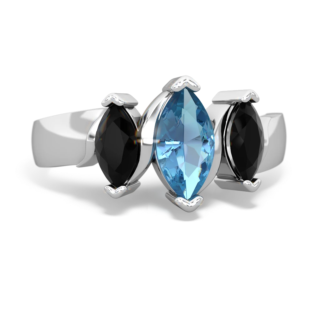 Blue Topaz Three Peeks 14K White Gold ring R2433