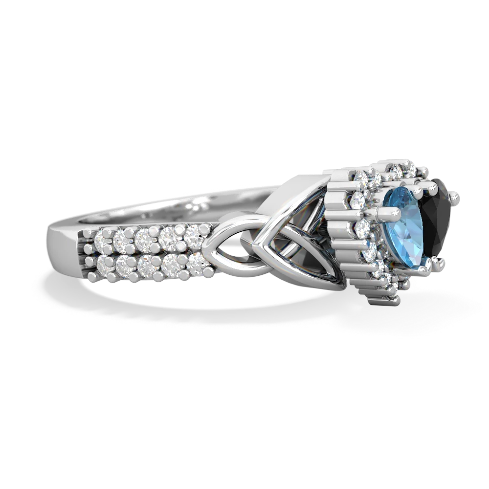 Blue Topaz Celtic Knot Two Hearts As One 14K White Gold ring R2644HRT