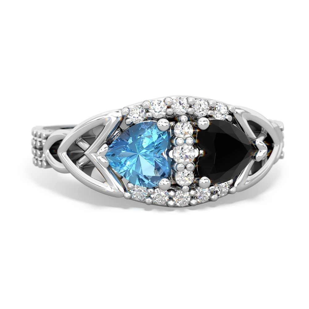 Blue Topaz Sparkling Celtic Knot 14K White Gold ring R2645