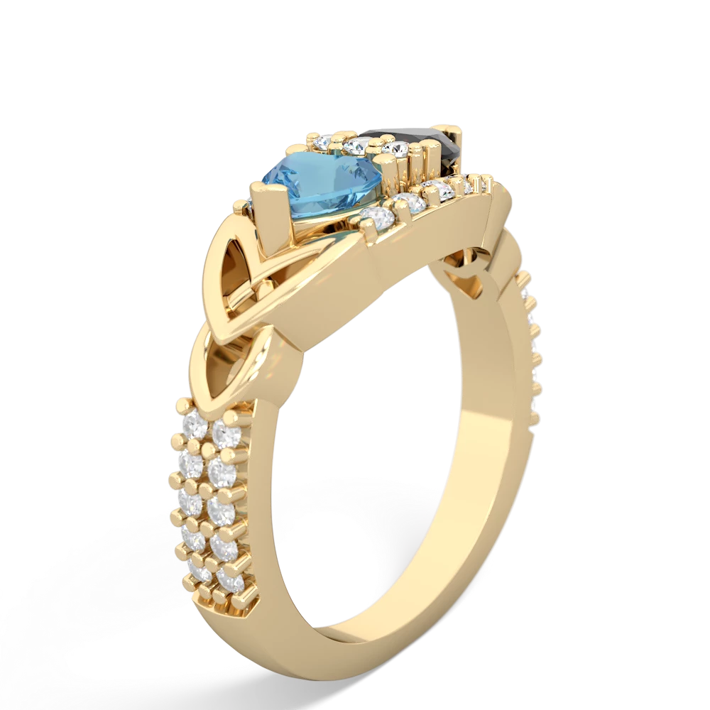 Blue Topaz Sparkling Celtic Knot 14K Yellow Gold ring R2645