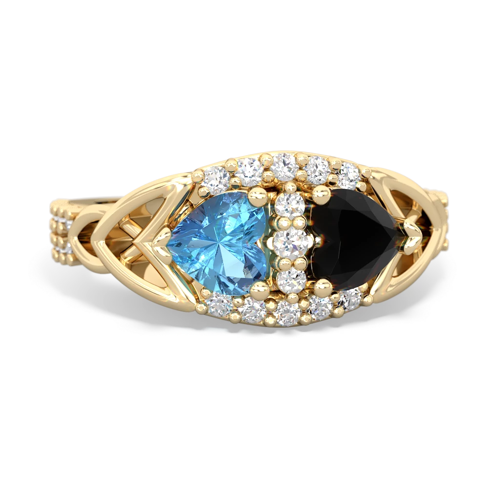 Blue Topaz Sparkling Celtic Knot 14K Yellow Gold ring R2645