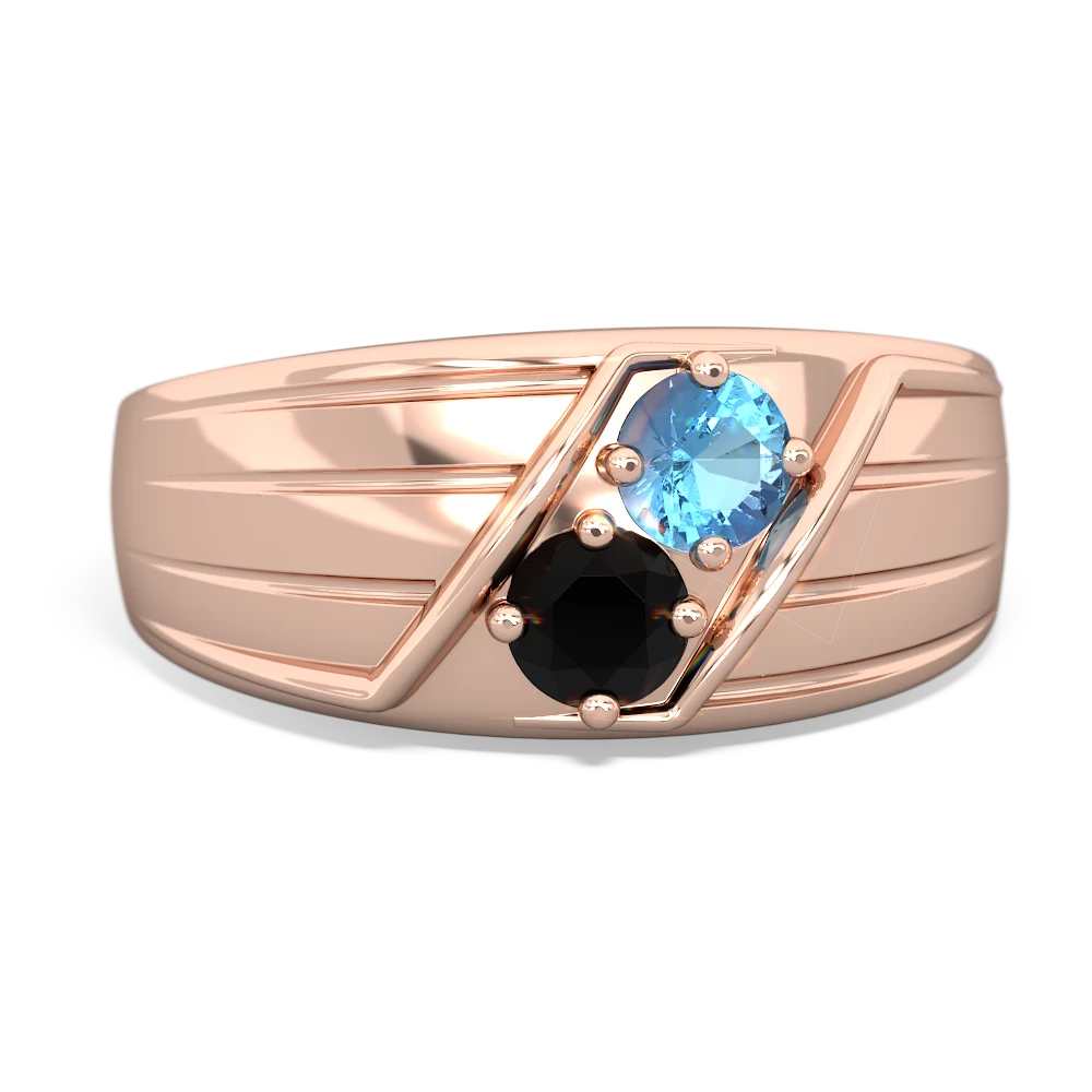 Blue Topaz Men's Streamline 14K Rose Gold ring R0460