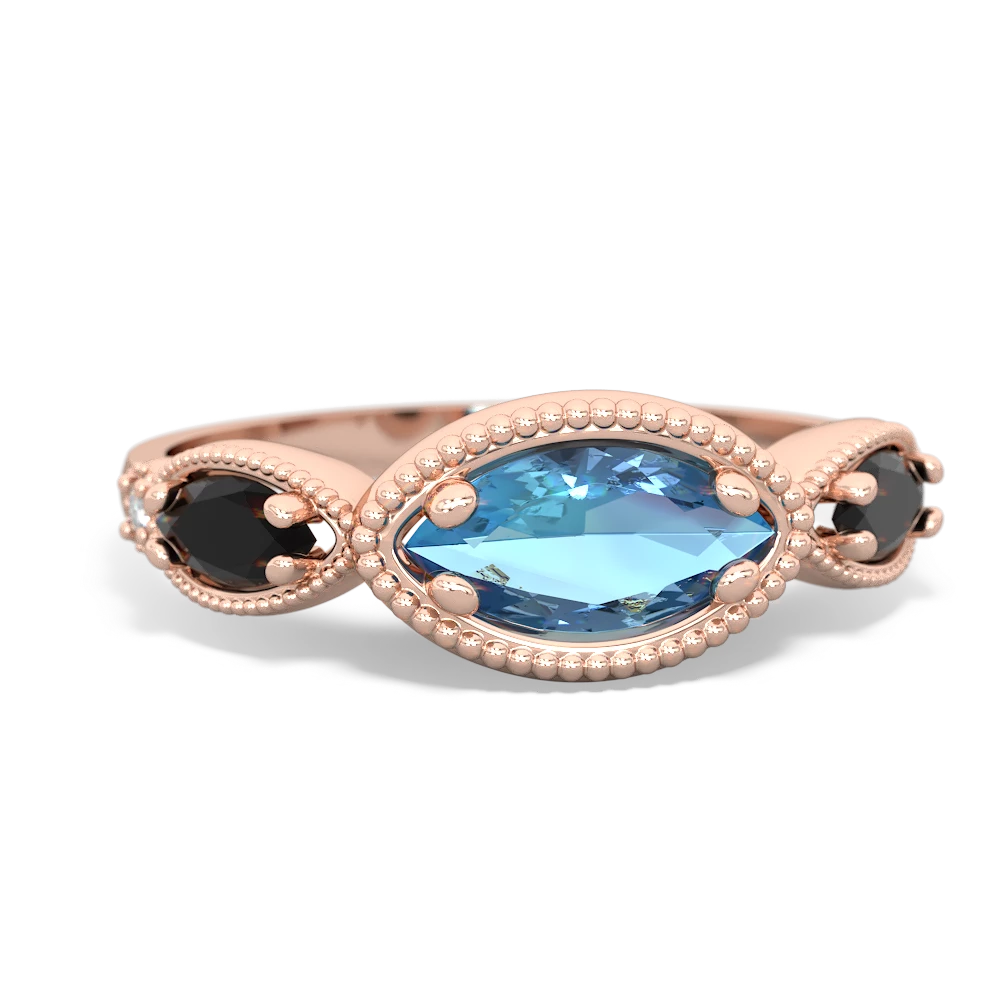 Blue Topaz Milgrain Marquise 14K Rose Gold ring R5700