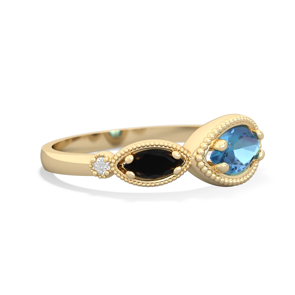 Blue Topaz Milgrain Marquise 14K Yellow Gold ring R5700